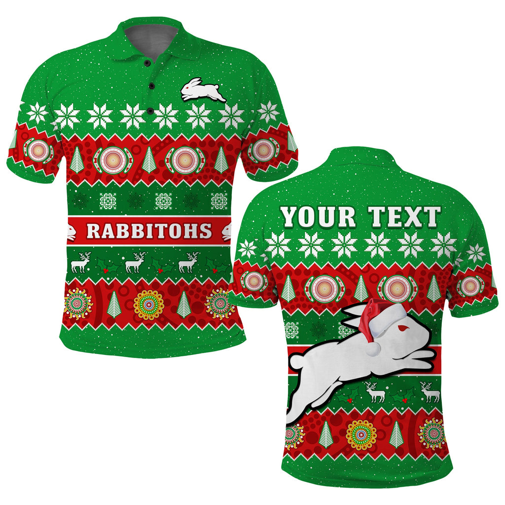 custom-personalised-rabbitohs-christmas-polo-shirt-souths-aboriginal-art-merry-xmas