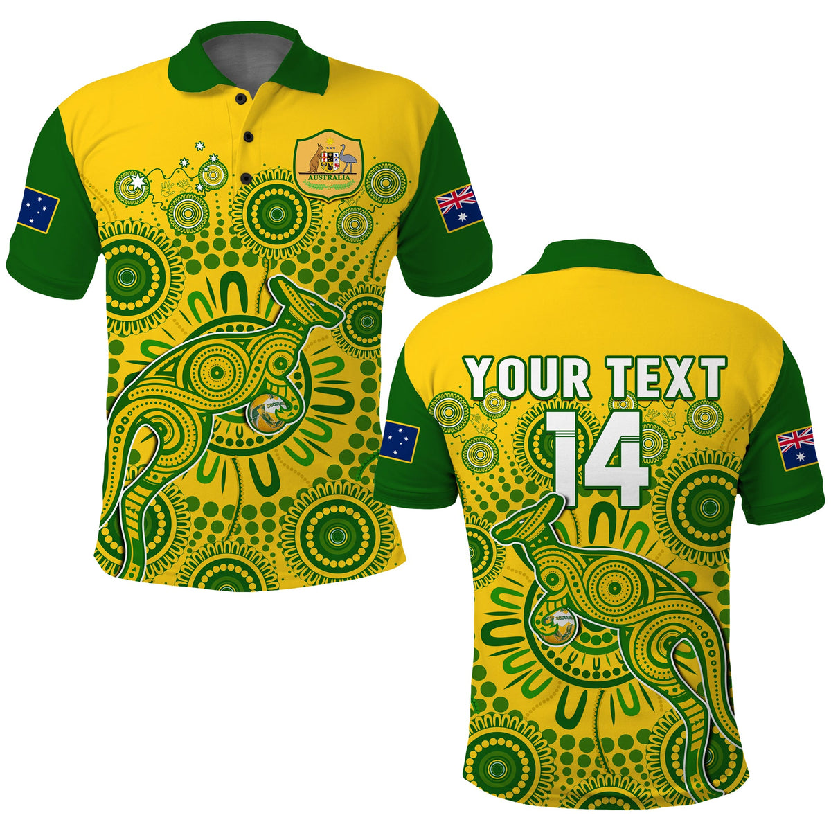 custom-text-and-number-australia-soccer-polo-shirt-socceroos-kangaroo-aussie-indigenous-national-color