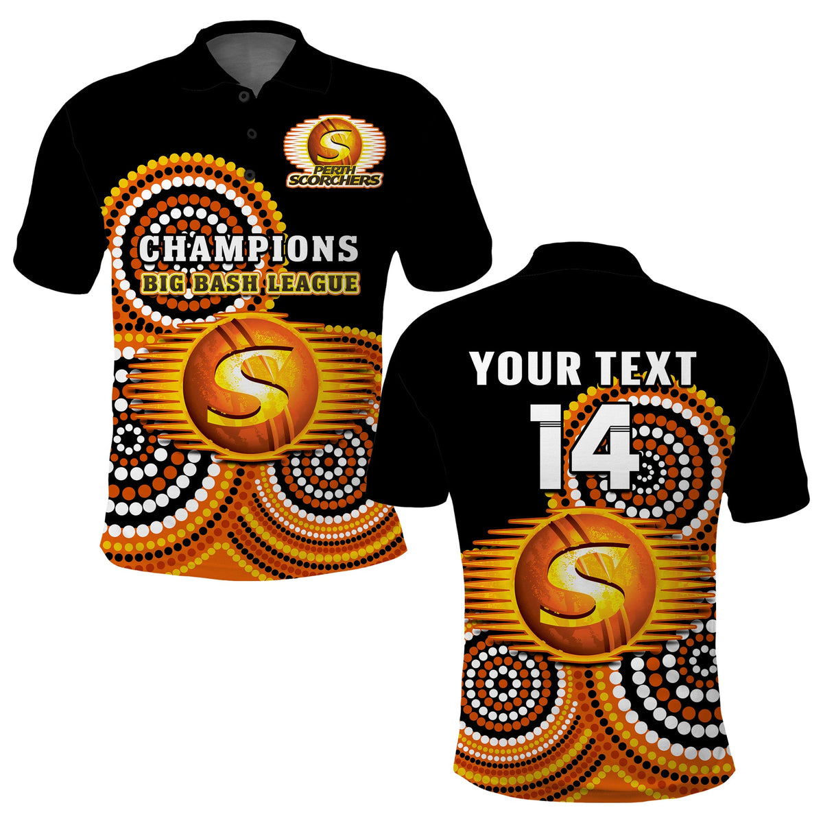 custom-text-and-number-perth-scorchers-cricket-polo-shirt-champions-bbl12-proud-indigenous-art