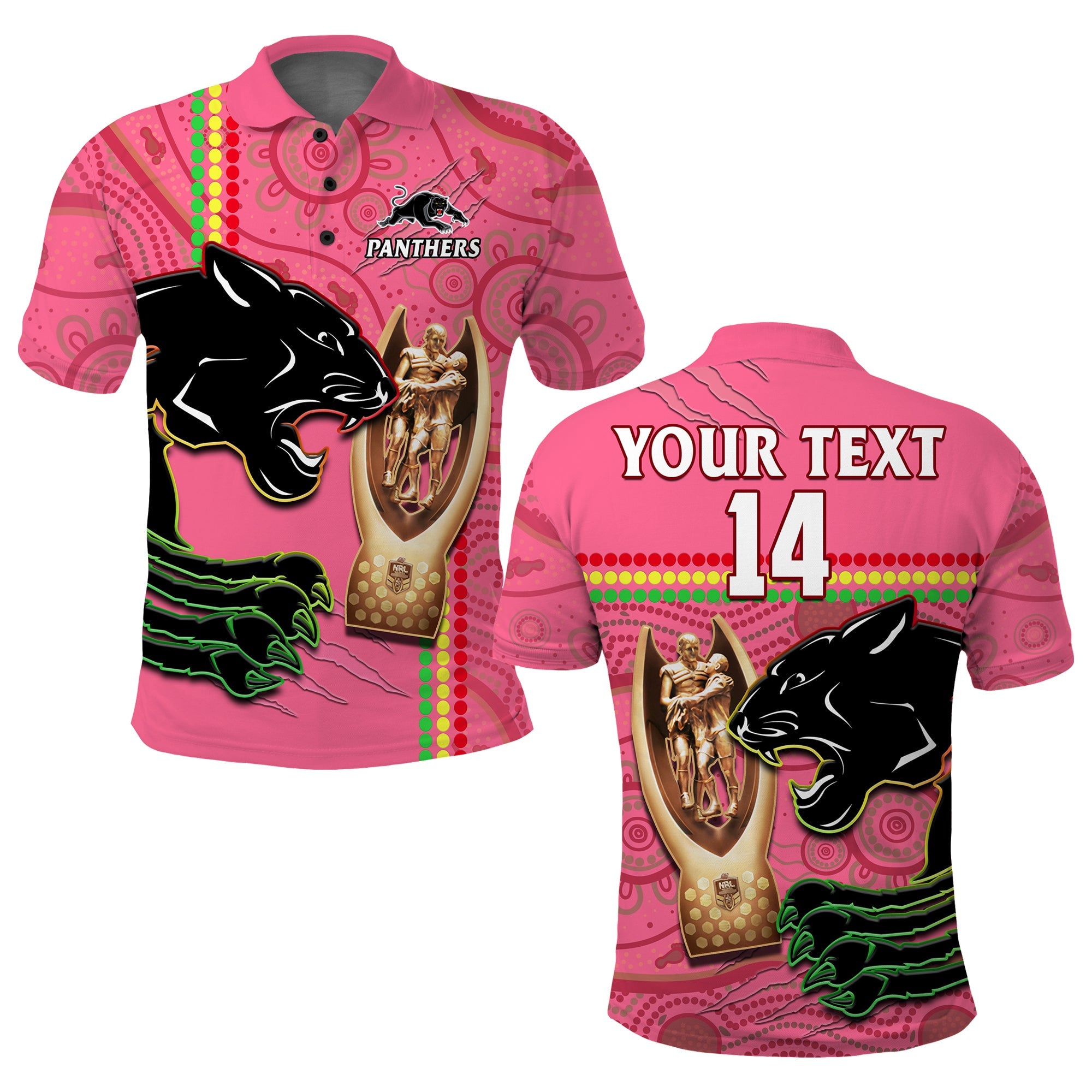 custom-text-and-number-panthers-rugby-polo-shirt-the-riff-2022-premiers-aboriginal-pink