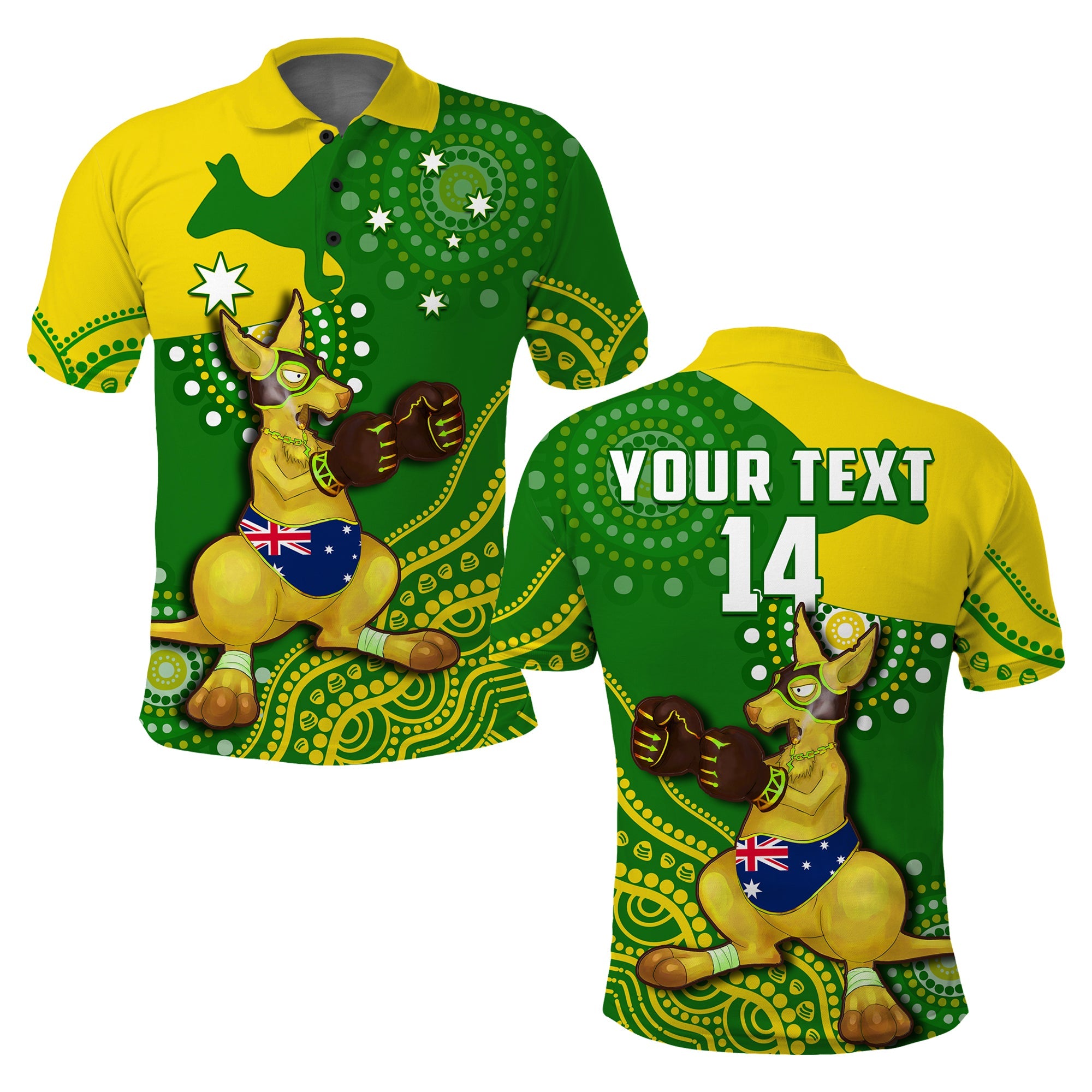 custom-text-and-number-australia-polo-shirt-boxing-kangaroo-indigenous-national-color-art