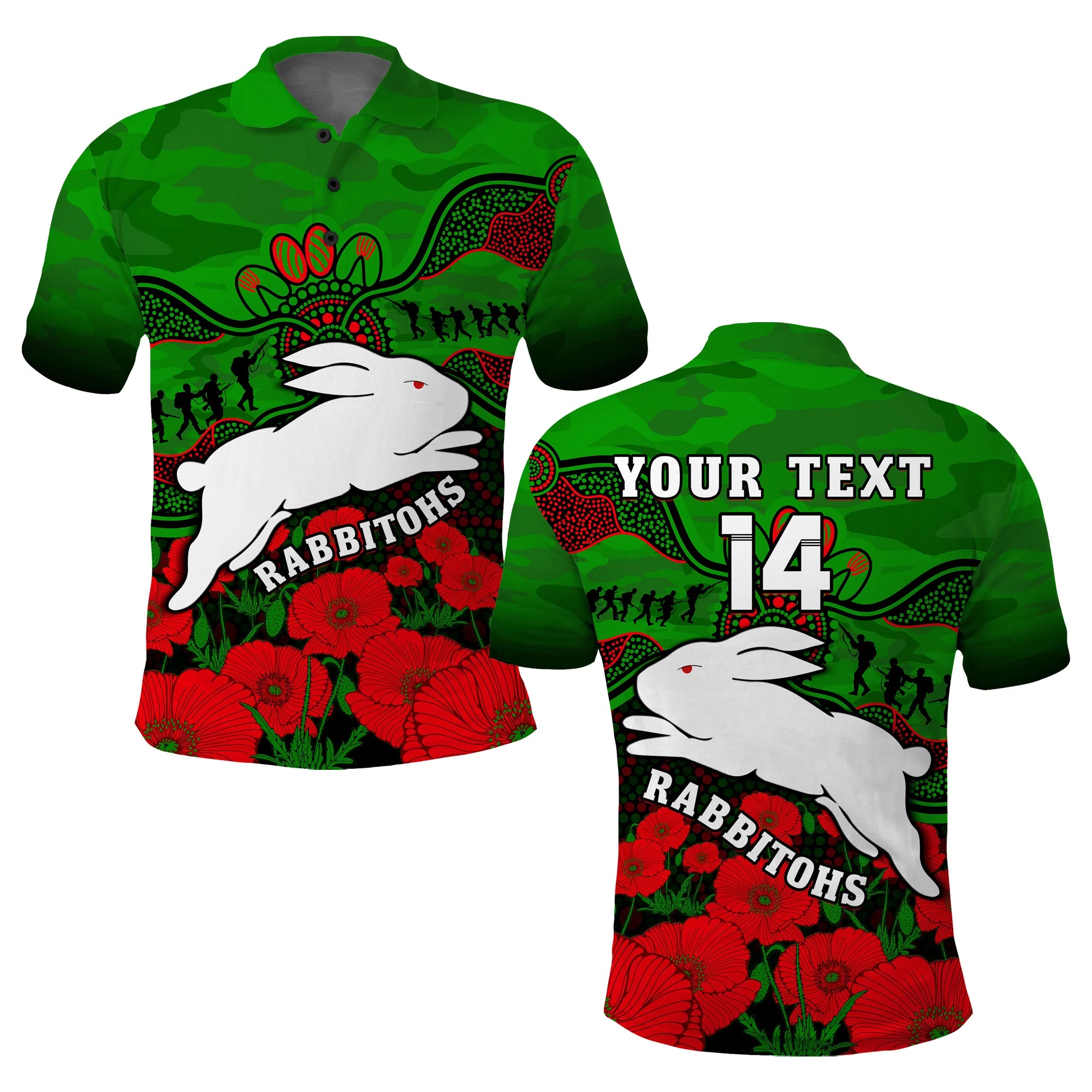 custom-text-and-number-rabbitohs-rugby-anzac-polo-shirt-south-sydney-camouflage-poppy-aboriginal