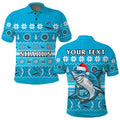 custom-personalised-sharks-christmas-polo-shirt-cronulla-sutherland-aboriginal-art-merry-xmas