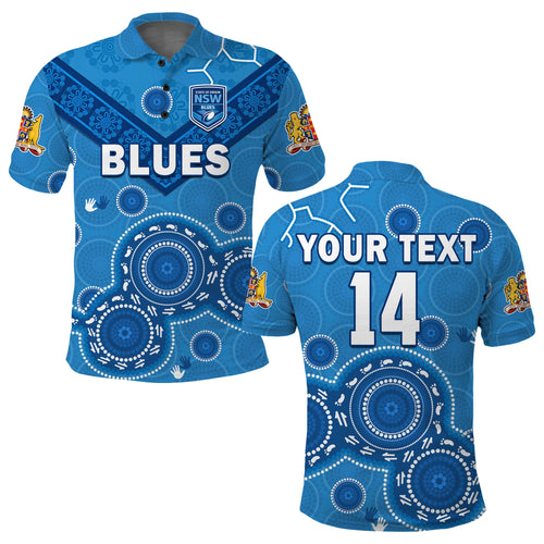 custom-text-and-number-nsw-blues-rugby-polo-shirt-new-south-wales-aboriginal-dot-painting-unique-version