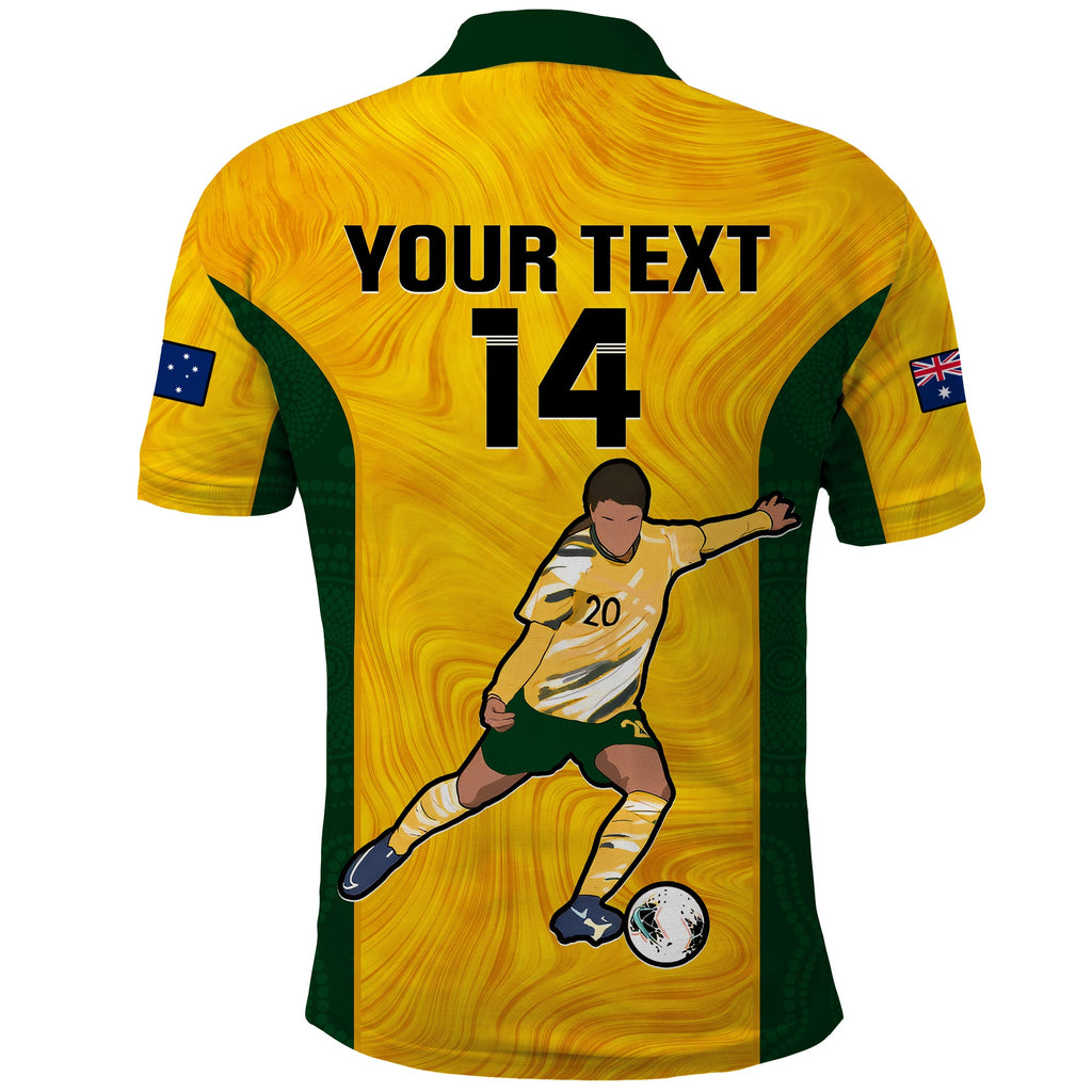 Custom Australia Soccer Polo Shirt Sam Kerr Matildas World Cup Yellow LT14