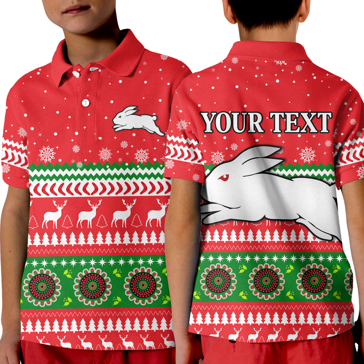 custom-personalised-rabbitohs-polo-shirt-kid-south-sydney-christmas