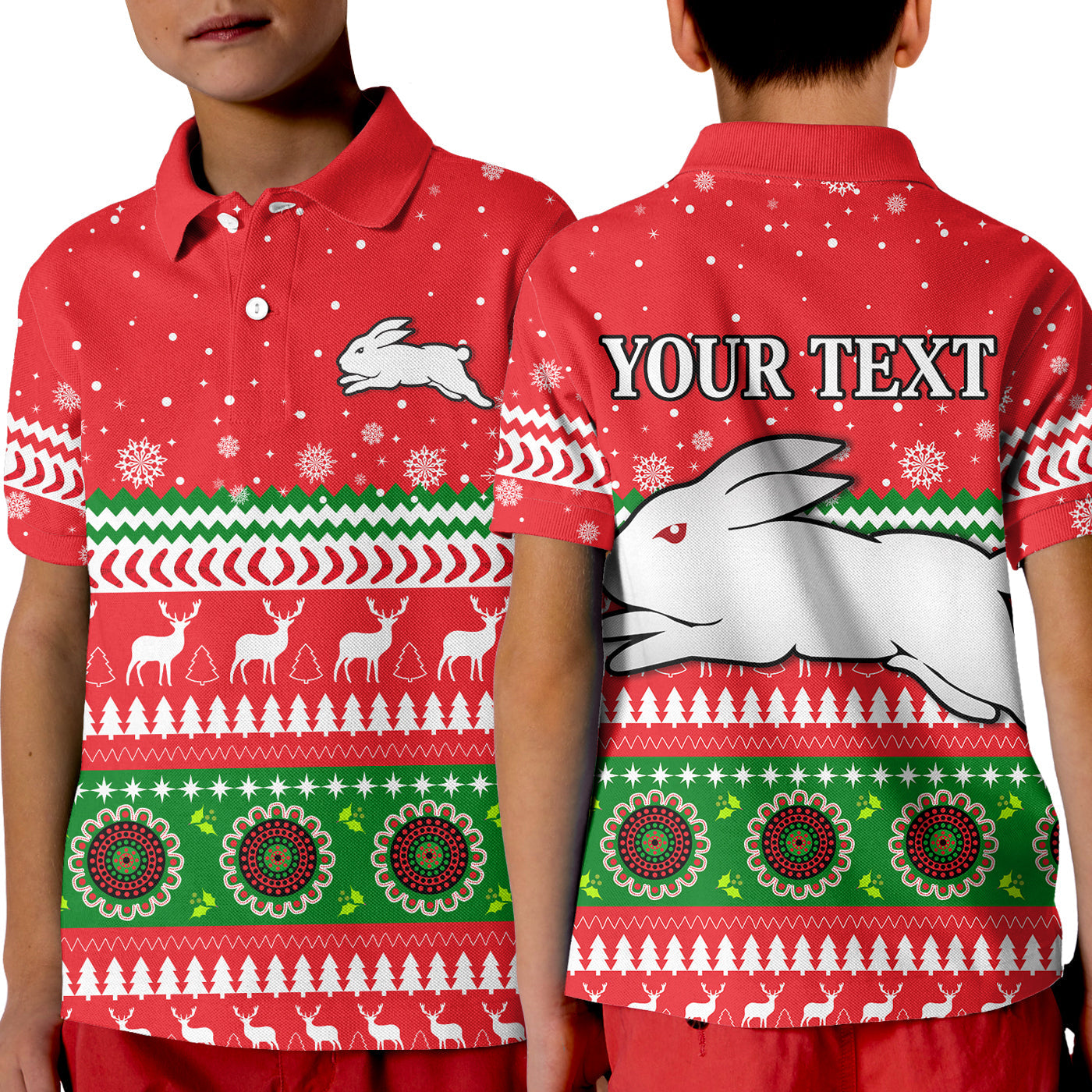 custom-personalised-rabbitohs-polo-shirt-kid-south-sydney-christmas