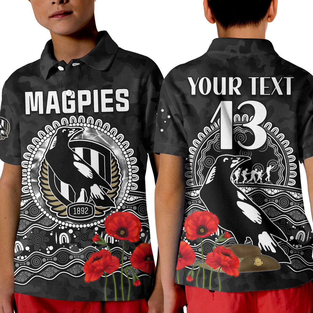 custom-text-and-number-magpies-football-anzac-day-polo-shirt-kid-speical-poppy-mix-aboriginal