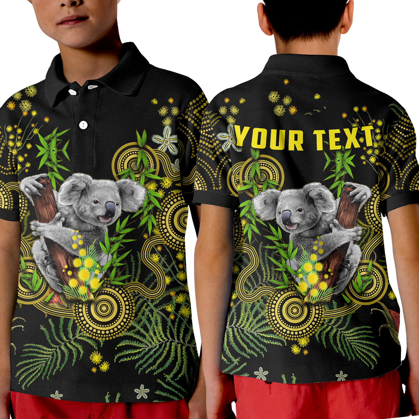 custom-personalised-golden-wattle-polo-shirt-kid-australia-acacia-pycnantha-mix-aboriginal