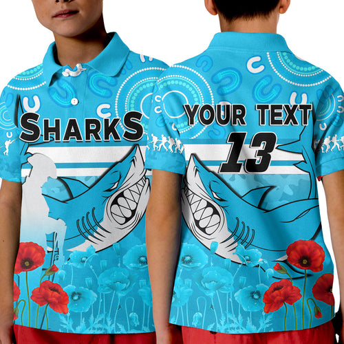 custom-text-and-number-sharks-anzac-2022-polo-shirt-kid-cronulla-sutherland-lest-we-forget