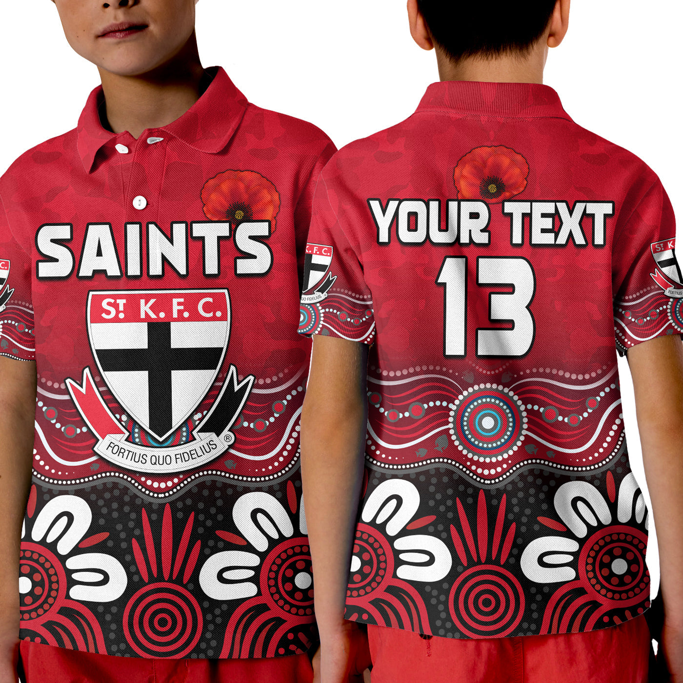 custom-text-and-number-saints-anzac-2022-polo-shirt-kid-st-kilda-aboriginal-remember-them