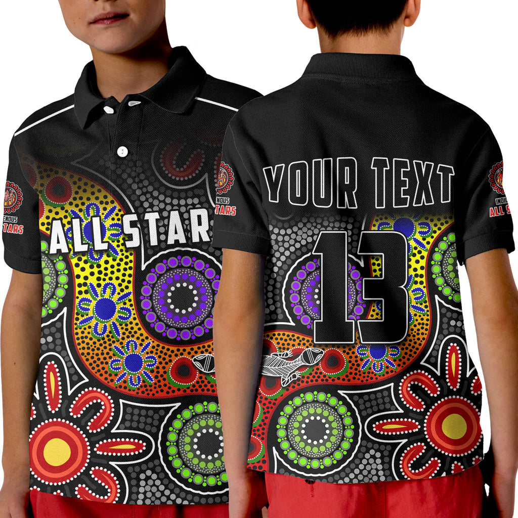 custom-text-and-number-all-stars-christmas-polo-shirt-kid-indigenous-dreamtime