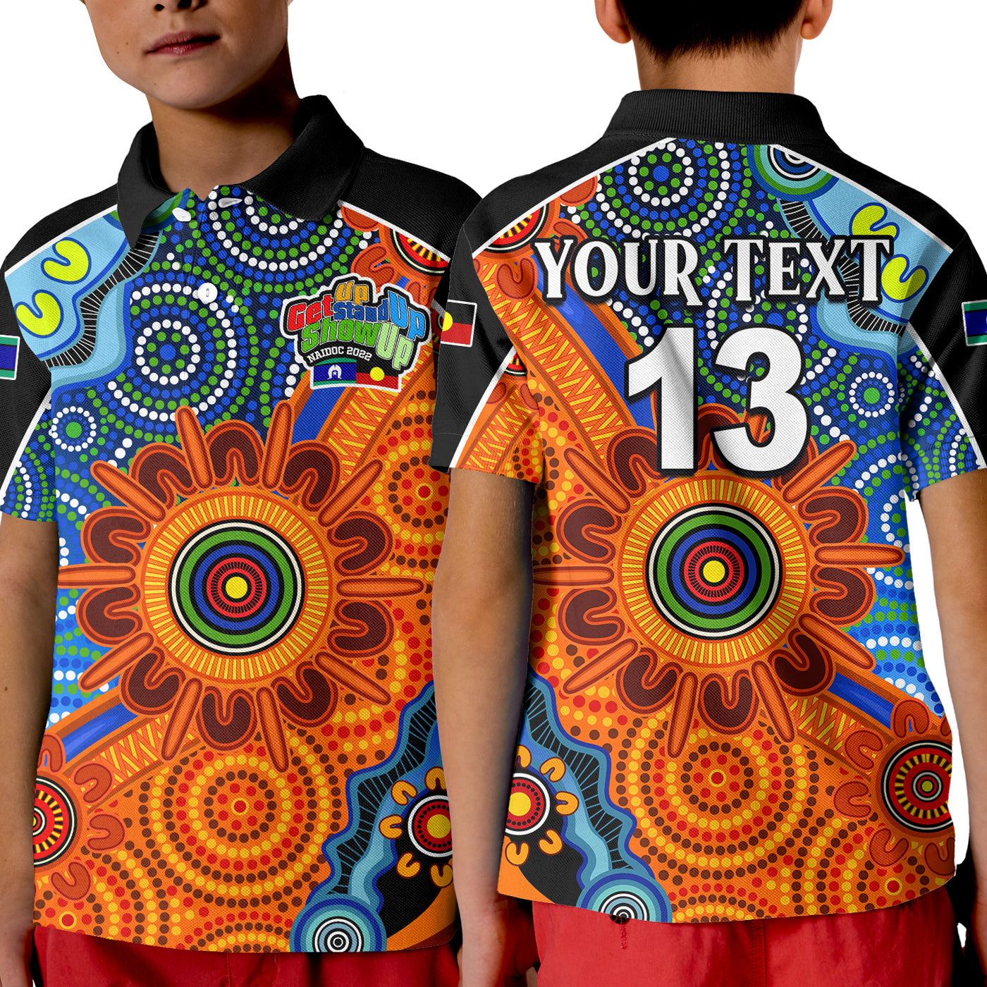 custom-text-and-number-naidoc-week-2022-polo-shirt-kid-aboriginal-and-torres-strait-islanders-together