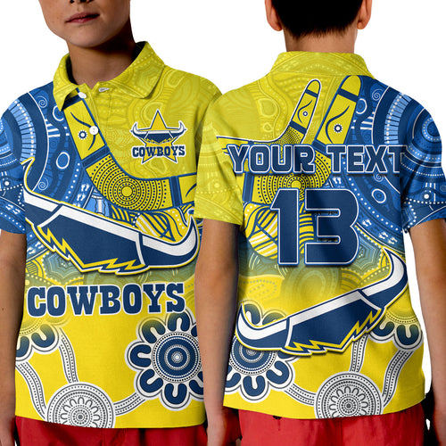 custom-text-and-number-cowboys-rugby-polo-shirt-kid-aboriginal-boomerang-go-premiers-north-queensland