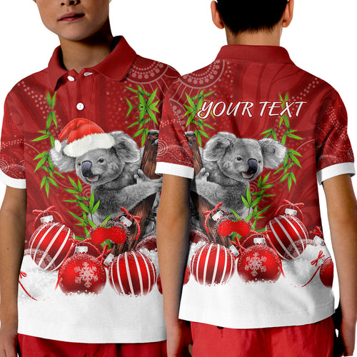 custom-personalised-australia-koala-aboriginal-polo-shirt-kid-merry-christmas