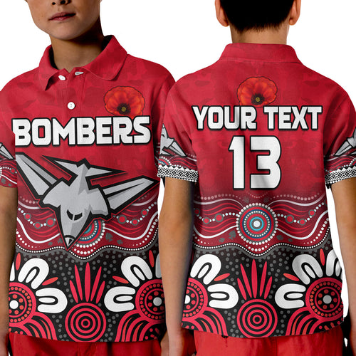 custom-text-and-number-bombers-anzac-2022-polo-shirt-kid-essendon-football-aboriginal-remember-them