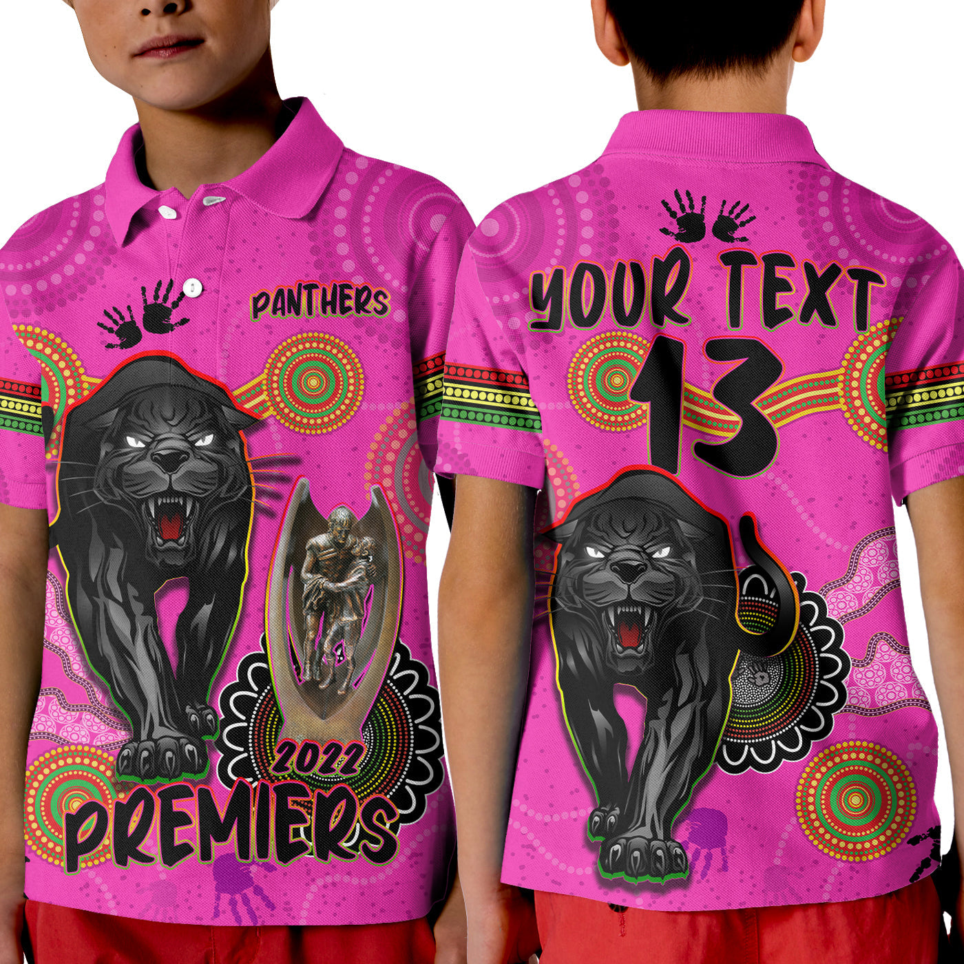 custom-text-and-number-panthers-polo-shirt-aboriginal-premiers-2022-we-are-the-champions-with-trophy