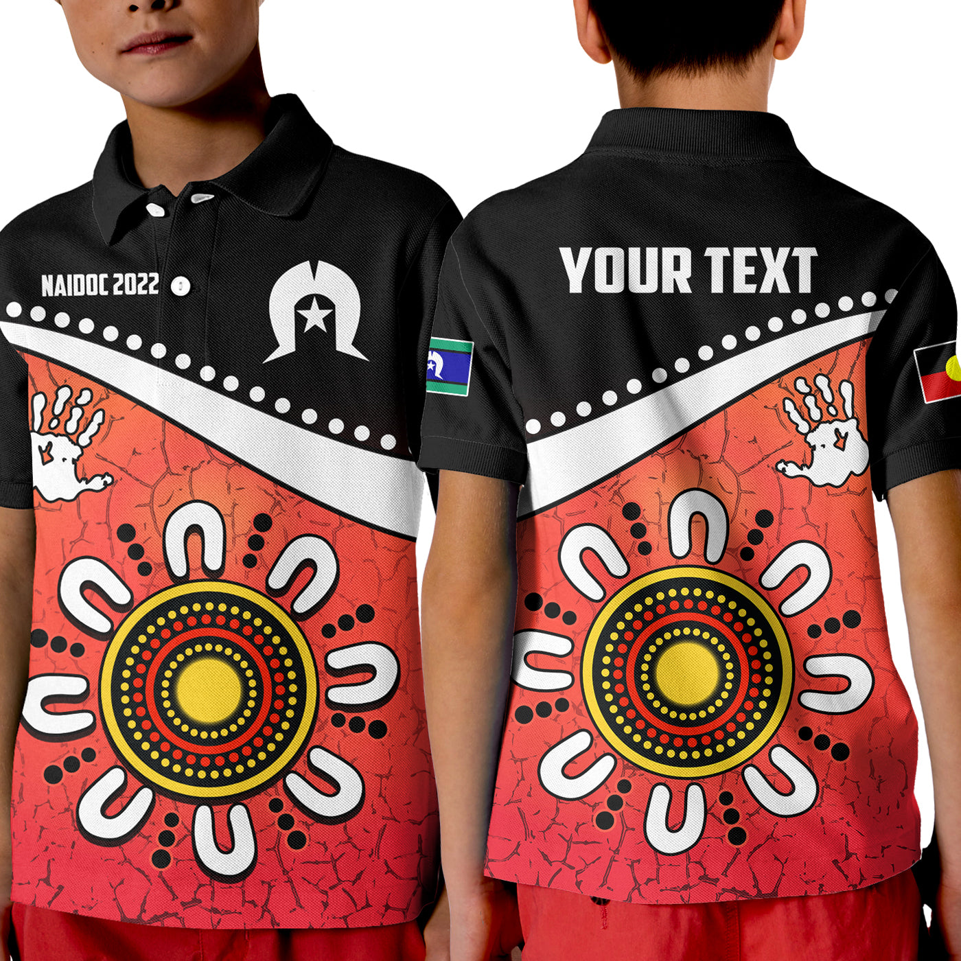 custom-personalised-naidoc-week-2022-polo-shirt-kid-torres-strait-islander-version-red-aboriginal-the-dhari