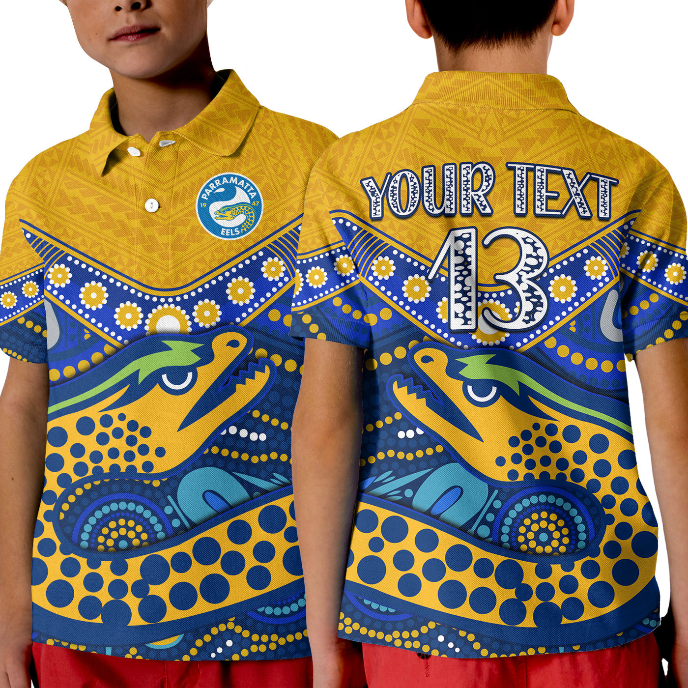 custom-text-and-number-eels-rugby-polo-shirt-kid-aboriginal-and-polynesia-parramatta