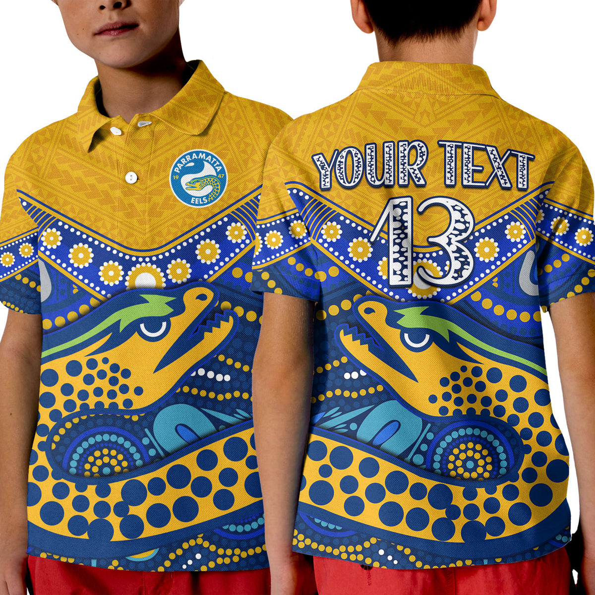 custom-text-and-number-eels-rugby-polo-shirt-kid-aboriginal-and-polynesia-parramatta