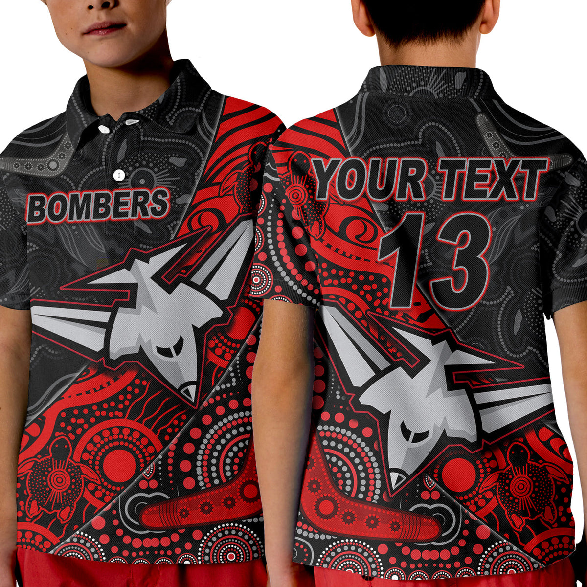 custom-text-and-number-bombers-football-polo-shirt-kid-essendon-aboriginal
