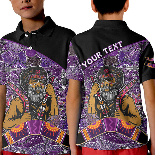 custom-personalised-australian-boomerang-polo-shirt-kid-indigenous-australia-purple-graceful