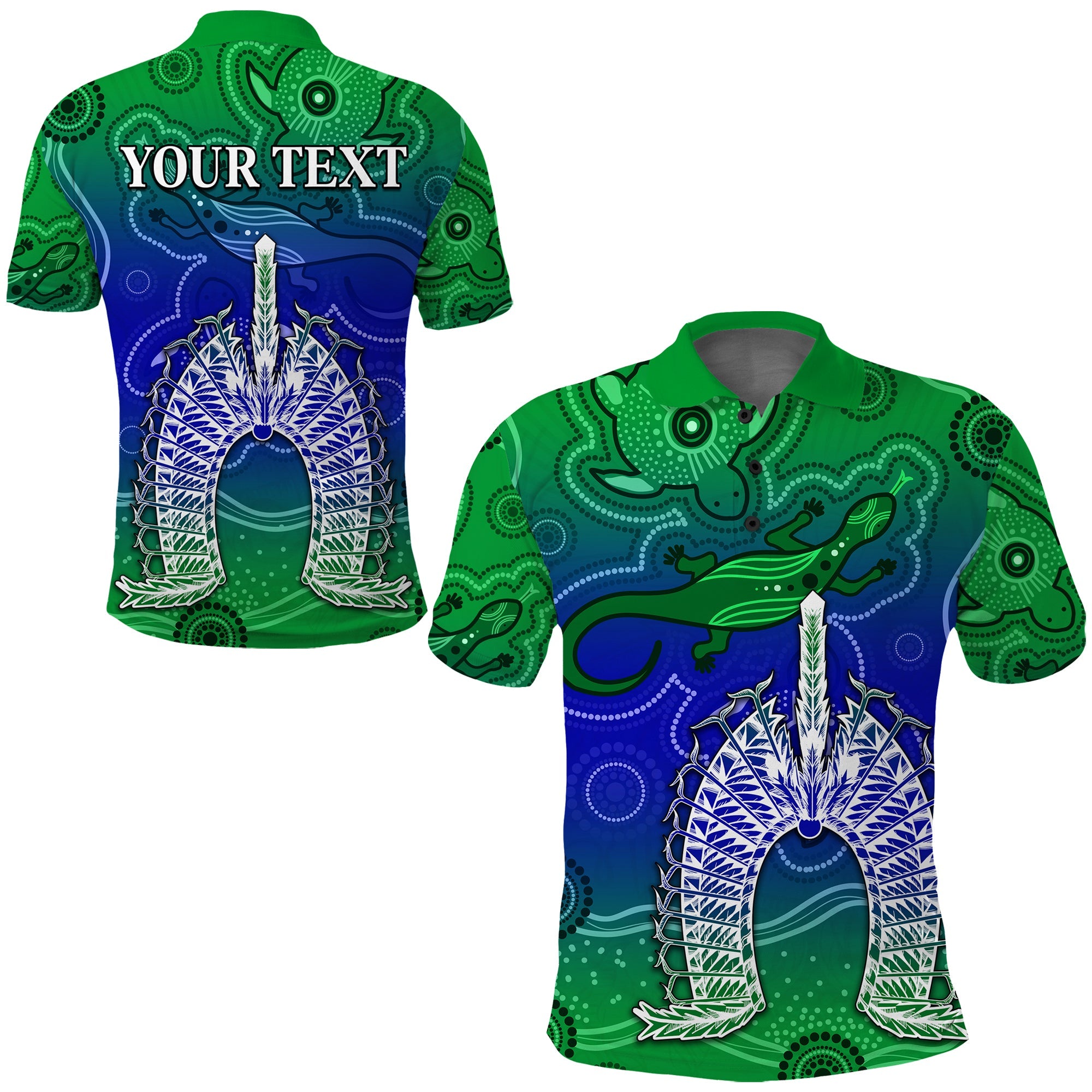 custom-personalised-torres-strait-islands-polo-shirt-aboriginal-art-lizard-symbol-peace