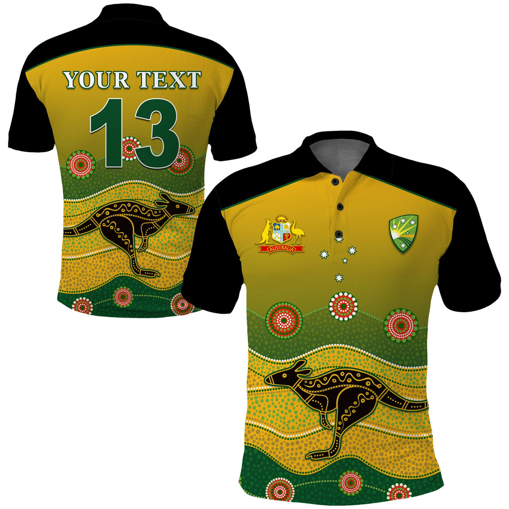 custom-personalised-cricket-australia-polo-shirt-indigenous-kangaroo-custom-text-and-number