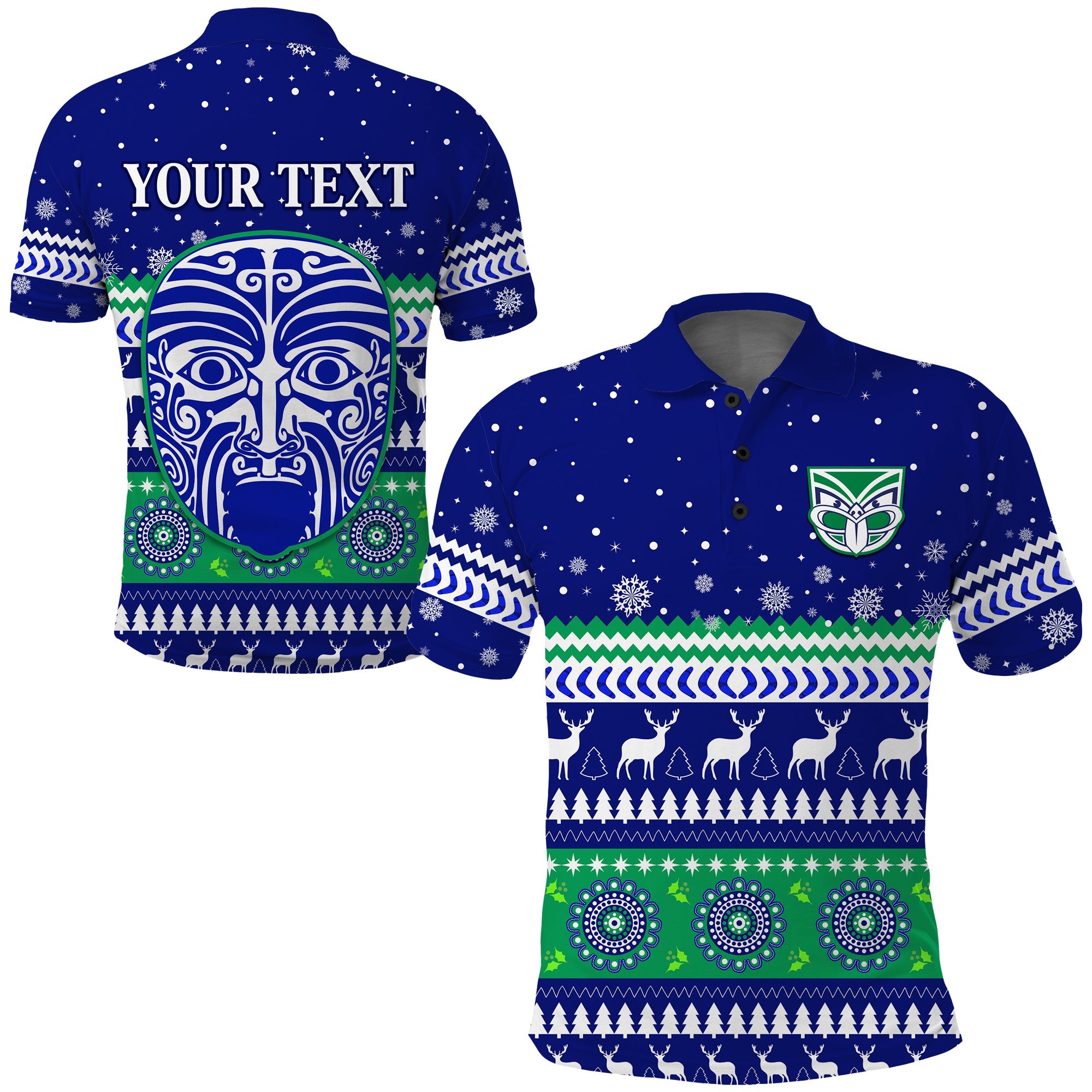 custom-personalised-warriors-polo-shirt-merry-christmas-new-zealand