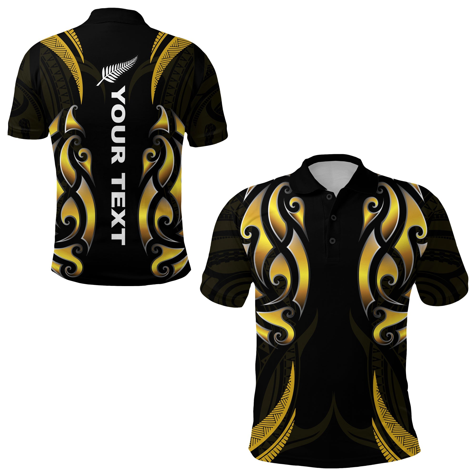 custom-personalised-new-zealand-maori-polo-shirt-simple-love-gold