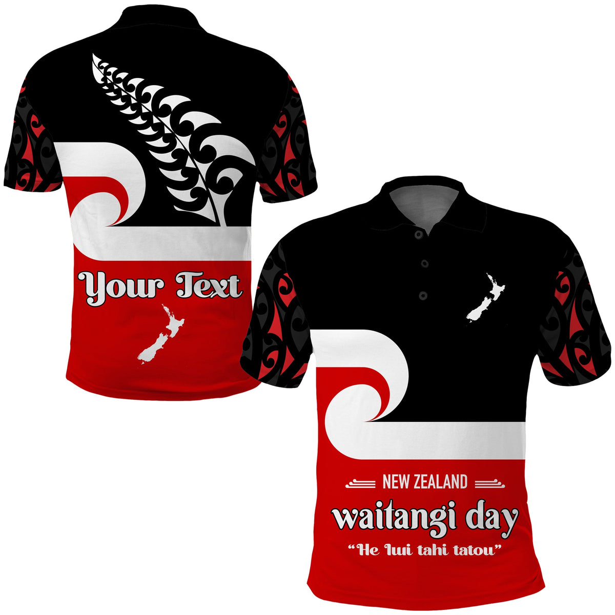 custom-personalised-waitangi-day-polo-shirt-maori-fern-and-tino-rangatiratanga-flag