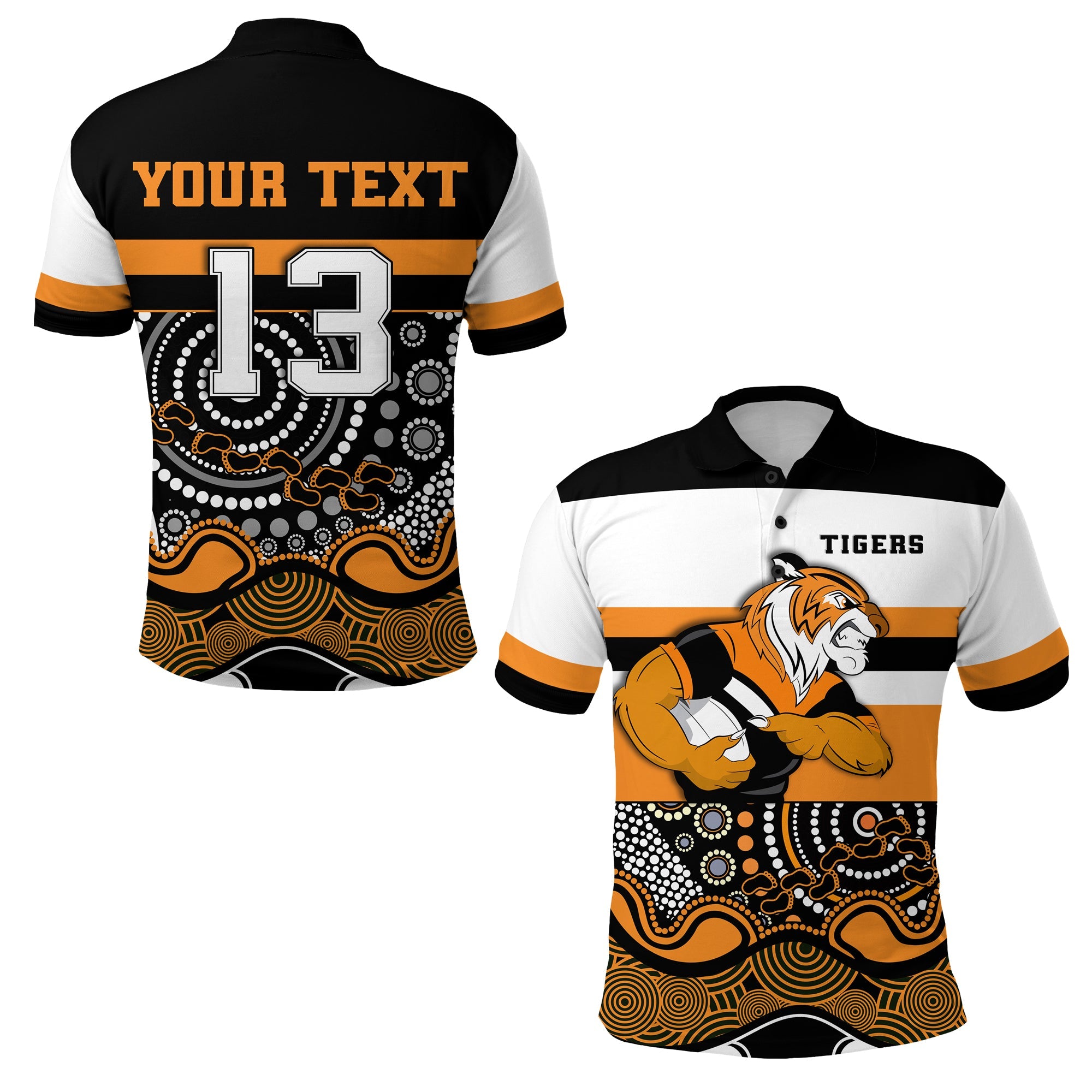 custom-personalised-tigers-indigenous-polo-shirt-wests-football-custom-text-and-number