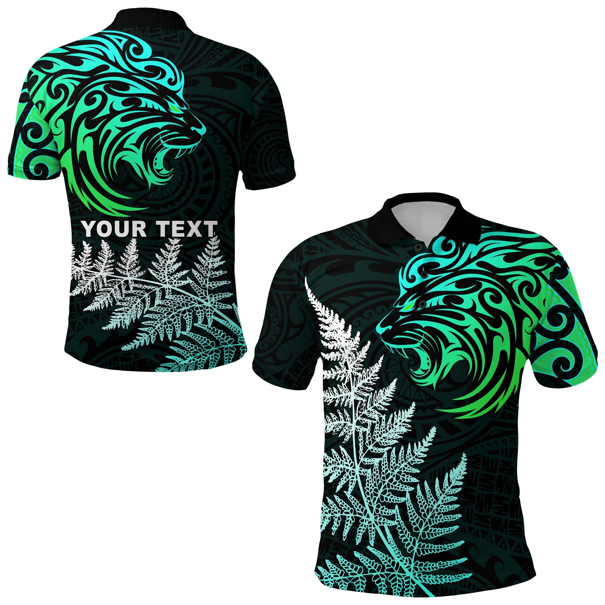 custom-personalised-lion-maori-polo-shirt-aotearoa-mix-silver-fern-version-blue