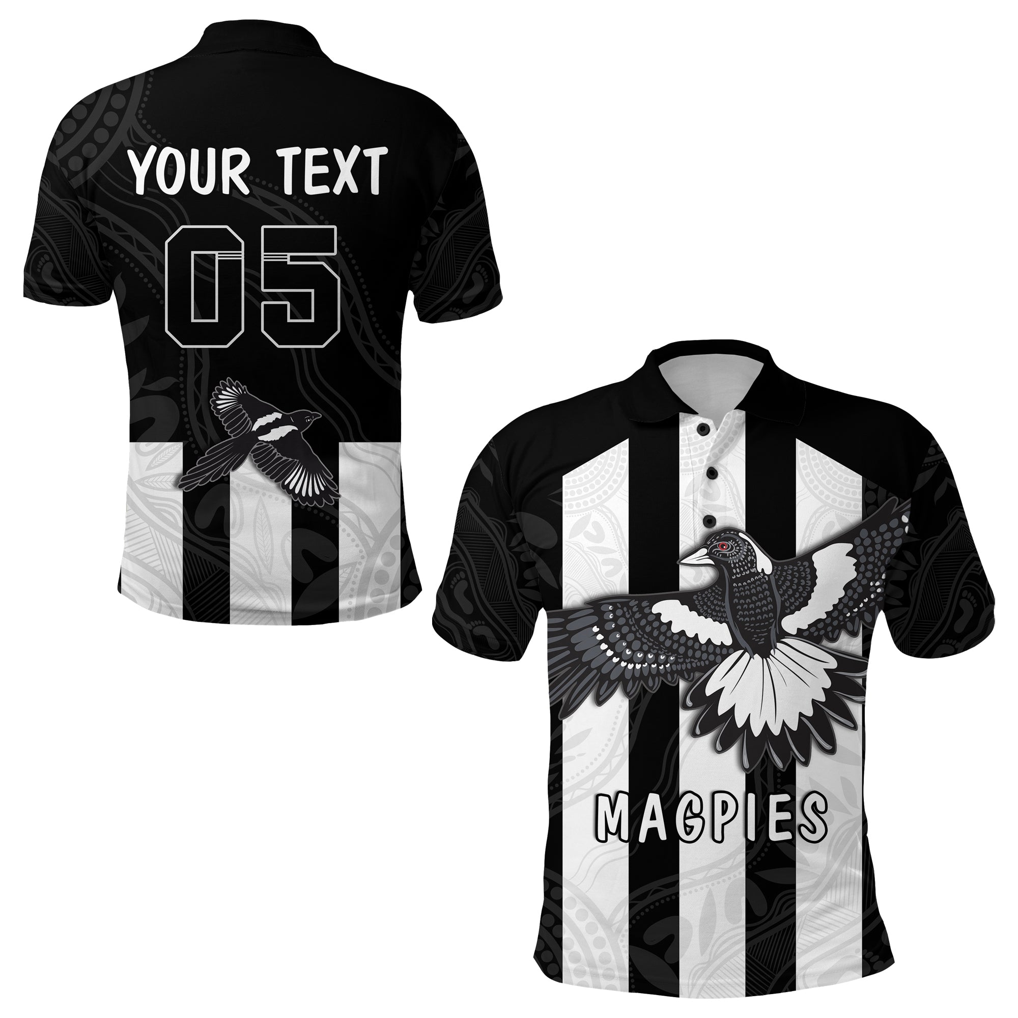 custom-personalised-magpies-indigenous-polo-shirt-2021-heroic-custom-text-and-number