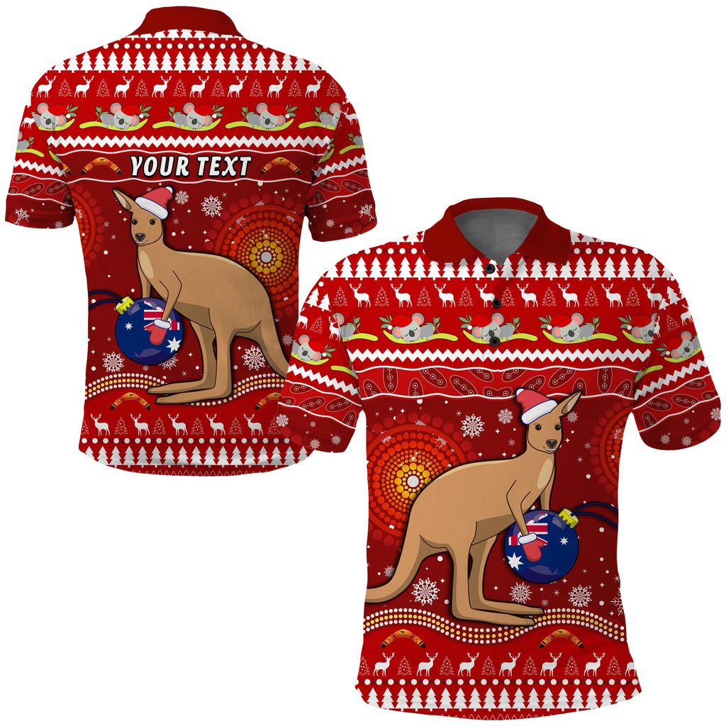 custom-personalised-australia-christmas-polo-shirt-aboriginal-kangaroo