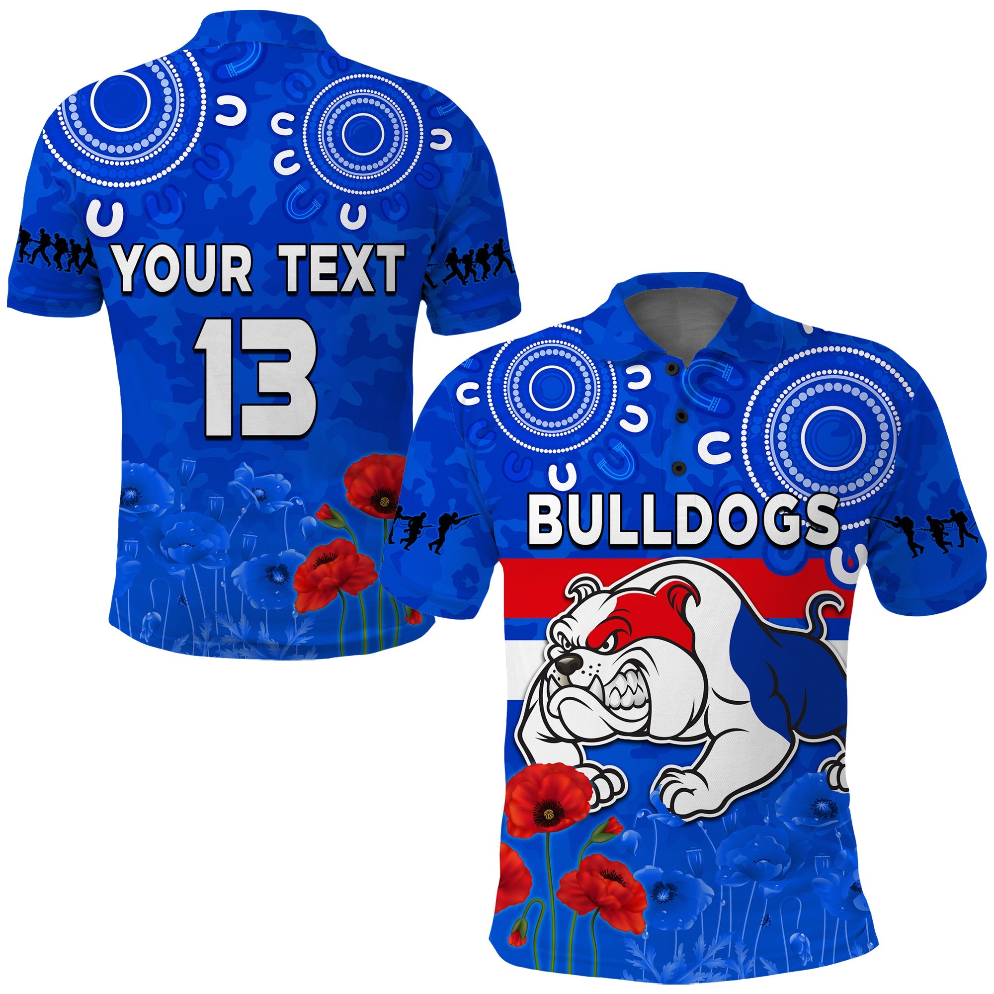 custom-text-and-number-bulldogs-anzac-2022-polo-shirt-western-dogs-aboriginal-poppy
