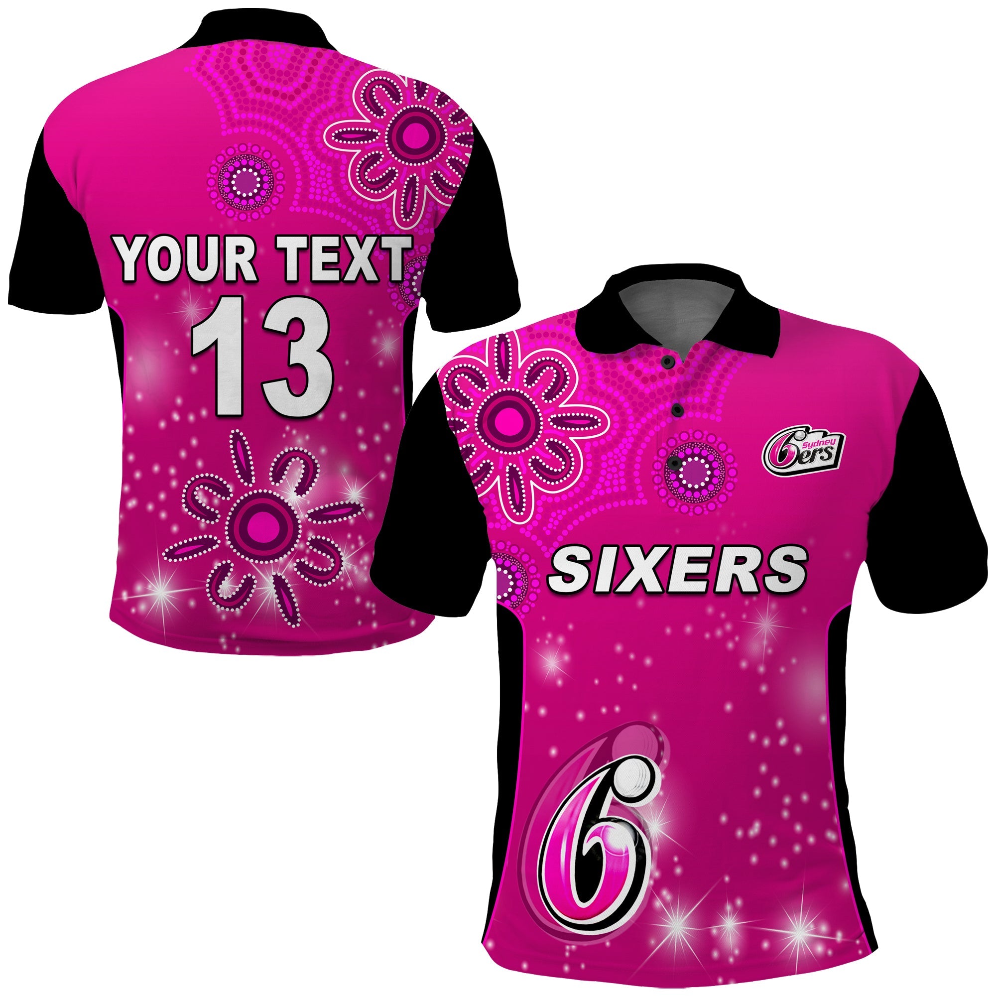 custom-text-and-number-sydney-sixers-polo-shirt-cricket-australia-aboriginal