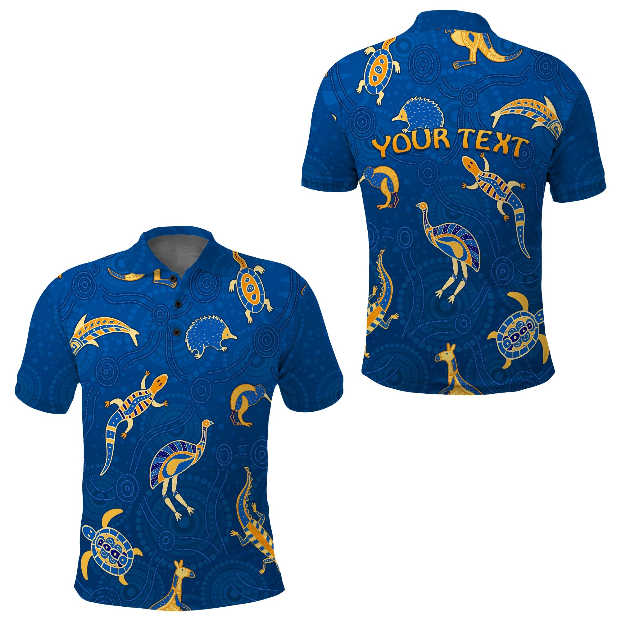 custom-personalised-aboriginal-art-polo-shirt-animals-australia-version-blue