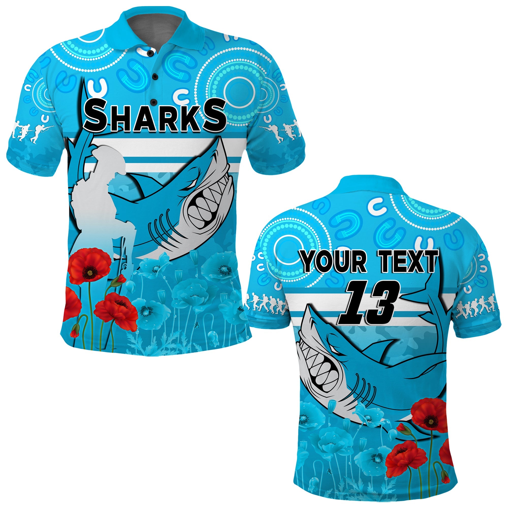 custom-text-and-number-sharks-anzac-2022-polo-shirt-cronulla-sutherland-lest-we-forget