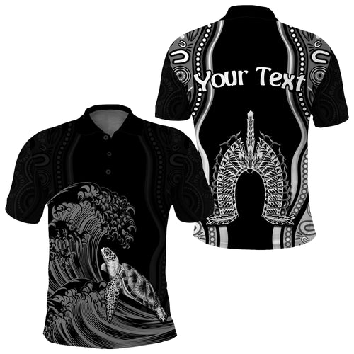 custom-personalised-torres-strait-islands-polo-shirt-the-dhari-mix-aboriginal-turtle-version-black