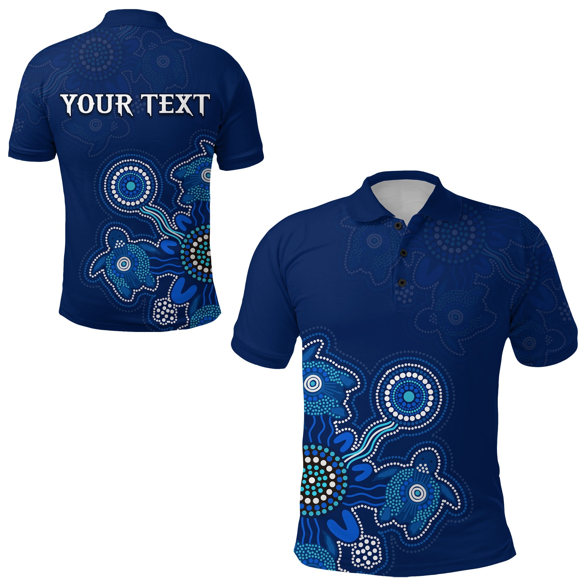 custom-personalised-aboriginal-dot-polo-shirt-turtles-victory