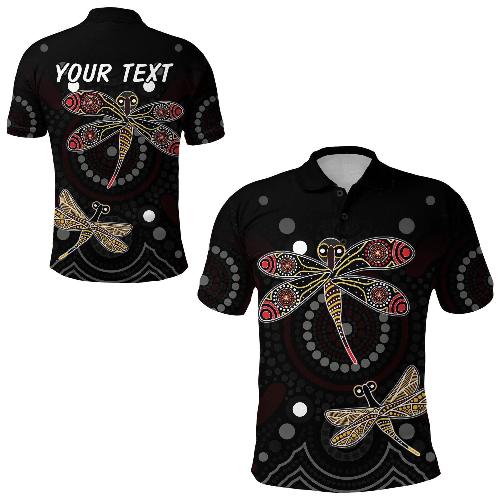 custom-personalised-aboriginal-dot-polo-shirt-butterfly-victory