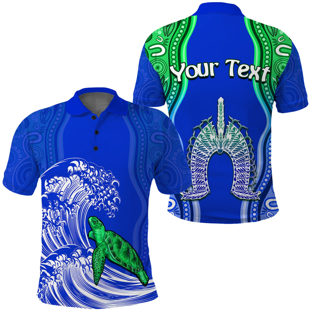 custom-personalised-torres-strait-islands-polo-shirt-the-dhari-mix-aboriginal-turtle-version-blue