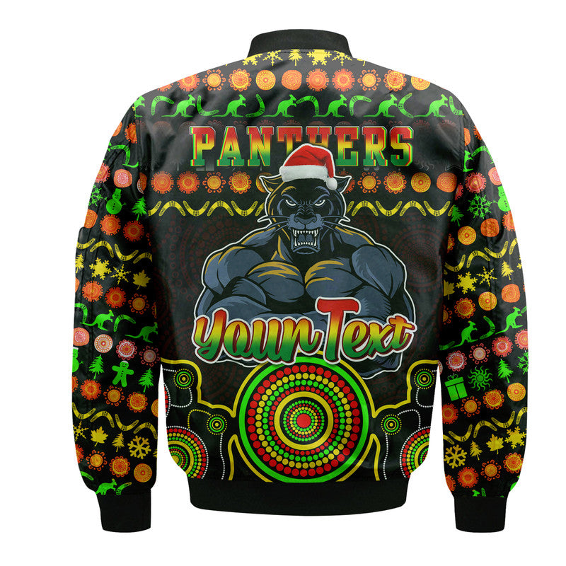 custom-personalised-panthers-christmas-vibe-with-aboriginal-dot-panting-style-bomber-jacket