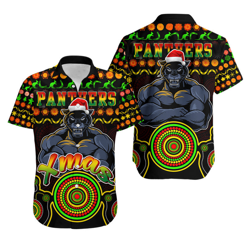 panthers-christmas-vibe-with-aboriginal-dot-panting-style-hawaiian-shirt