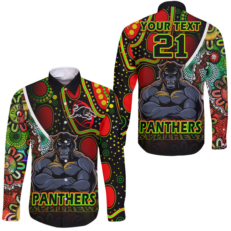 custom-personalised-penrith-panthers-hawaii-long-sleeve-button-shirt-strong-panthers-legend-with-special-aboriginal-style