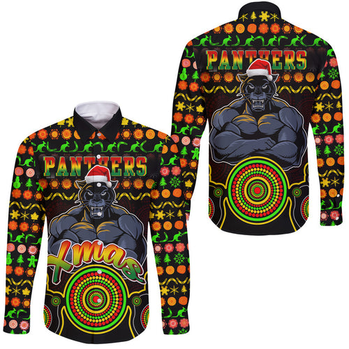 panthers-christmas-vibe-with-aboriginal-dot-panting-style-hawaii-long-sleeve-button-shirt
