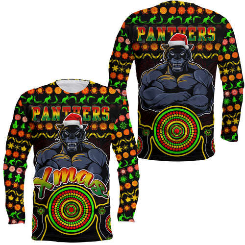 panthers-christmas-vibe-with-aboriginal-dot-panting-style-long-sleeve-shirt