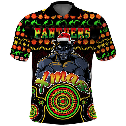 custom-personalised-panthers-christmas-vibe-with-aboriginal-dot-panting-style-polo-shirt