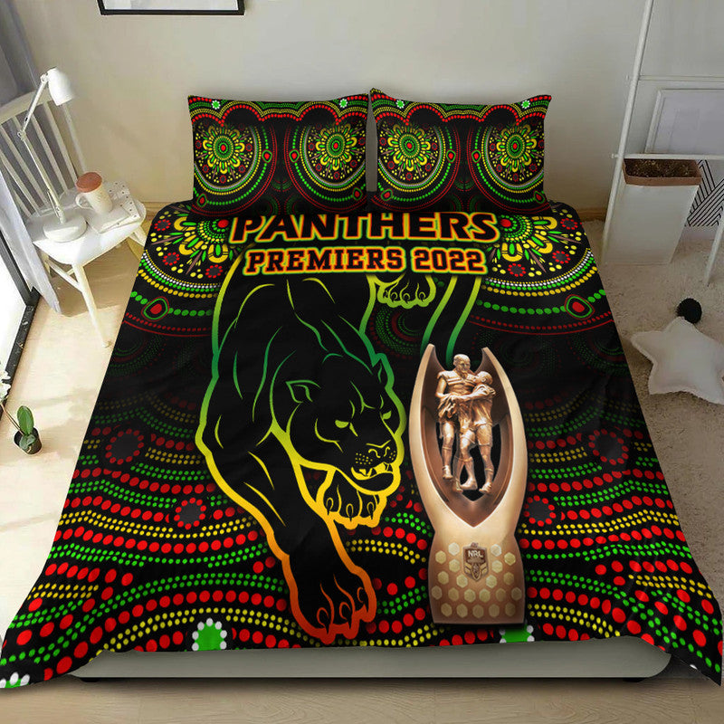 penrith-panthers-rugby-bedding-set-black-crouching-panther-premiers-2022